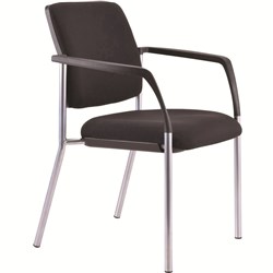 Buro Lindis 4 Leg Chair With Arms Black Fabric Seat And Back Silver Frame