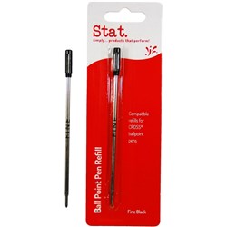 Stat Ballpoint Pen Refill Cross Compatible Fine Pack of 10 Black
