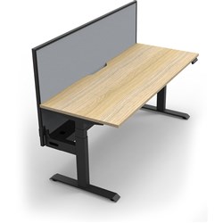 Rapidline Boost+ Single Sided Workstation + Screen + Tray 1200Wx750Dx620-1330mmH Oak/Blk