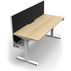 Rapidline Boost+ Single Sided Workstation + Screen + Tray 1200Wx750Dx620-1330mmH Oak/Wht
