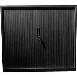 Steelco Tambour Door Cupboard Includes 3 Shelves 1200W x 463D x 1200mmH Black Satin
