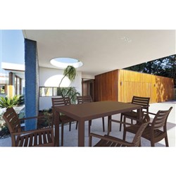 Siesta Ares 140 7 Piece Outdoor Dining Setting With Artemis Arm Chairs Chocolate