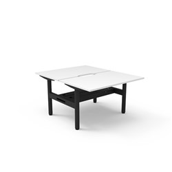 Rapidline Halo Static Back To Back Workstation + Cable Tray 2 Person 1200Wx730mmH Wht/Blk