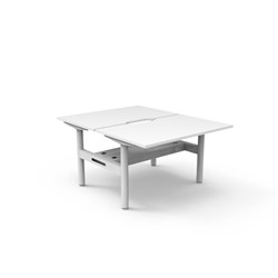 Rapidline Halo Static Back To Back Workstation + Cable Tray 2 Person 1200Wx730mmH Wht/Wht