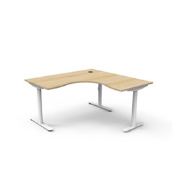 Rapidline Halo Static Corner Workstation 1500/1500W x 750D x 730mmH Oak/White