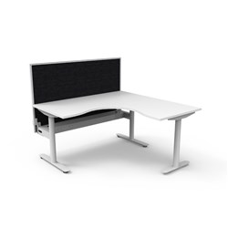 Rapidline Halo Static Corner Workstation + Screen + Tray 1500/1500W x 1330mmH White/Wht