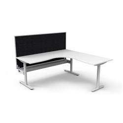 Rapidline Halo Static Corner Workstation + Screen + Tray 1800/1800W x 1330mmH White/Wht