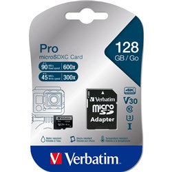 Verbatim Pro Micro SDXC Memory Card Class 10 UHS-3 128GB Black