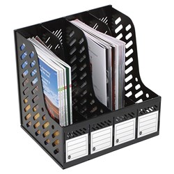 Marbig Magazine Rack 4 Compartments Black