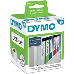 Dymo SD99019 Labelwriter Labels 59x190mm Lever Arch Paper White Box of 100