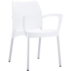 Dolce Hospitality Dining Chair With Arms Indoor Outdoor Use Stackable Polypropylene White