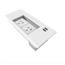 Rapidline Table Surface Mounted Flip Box 2 GPO + 2 USB White