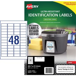 Avery Identification Laser Ultra Resistant White L7911 45.7x21.2mm 46UP 460 Labels