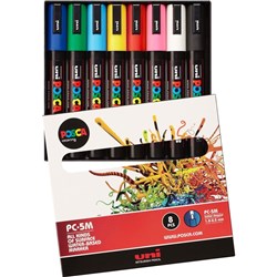 Uni Posca PC-5M Paint Marker Medium 2.5mm Bullet Tip Assorted Colours Wallet Of 8