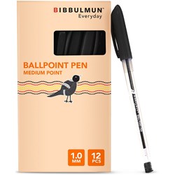 Bibbulmun Ballpoint Pen Medium 1mm Black Pack of 12