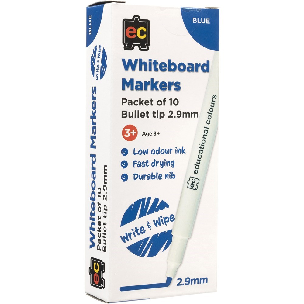 Markers & Highlighters EC Whiteboard Marker Thin Blue Pack of 10